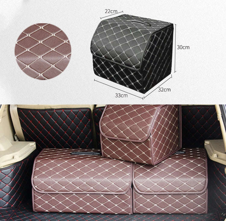 Car Trunk Foldable Storage Box, Rhombic Grid Small Size: 33 x 32 x 30cm (Coffee)