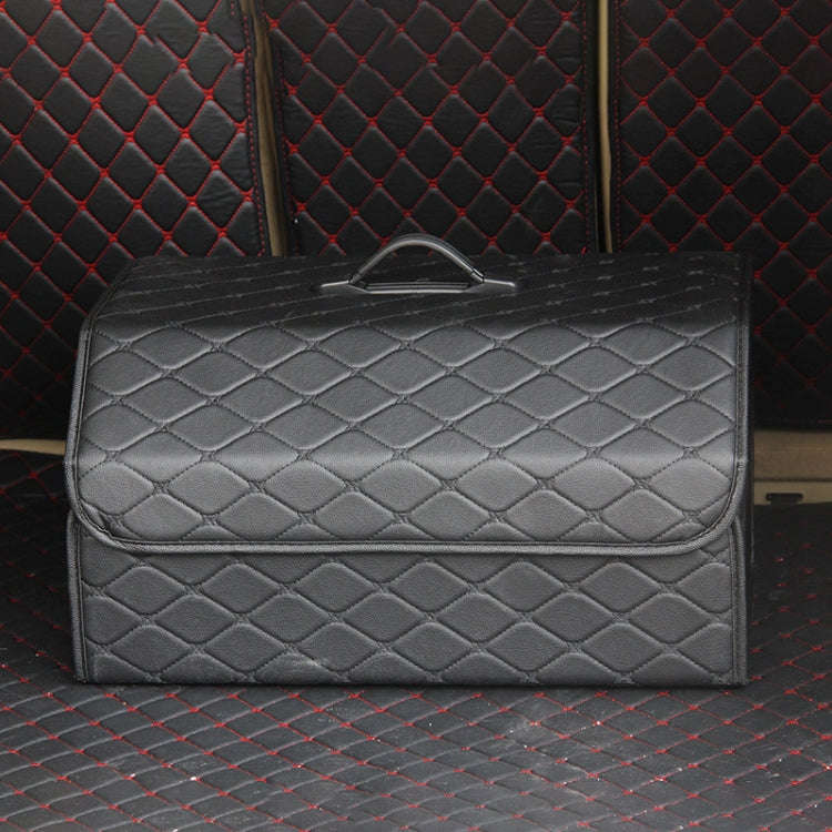 Car Trunk Foldable Storage Box, Rhombic Grid Large Size: 54 x 32 x 30cm (Black)