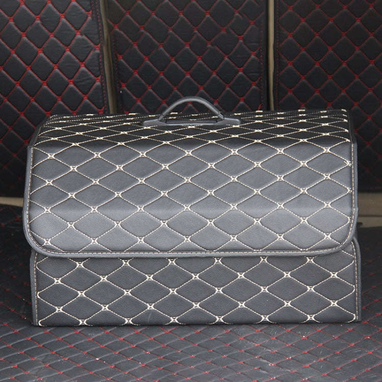 Car Trunk Foldable Storage Box, Rhombic Grid Large Size: 54 x 32 x 30cm (Beige)
