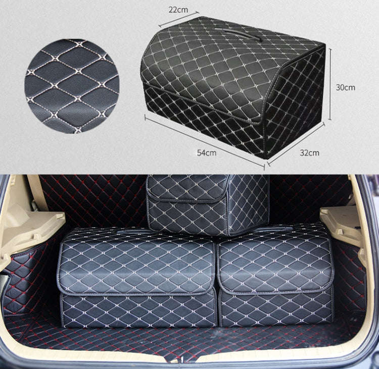 Car Trunk Foldable Storage Box, Rhombic Grid Large Size: 54 x 32 x 30cm (Beige)
