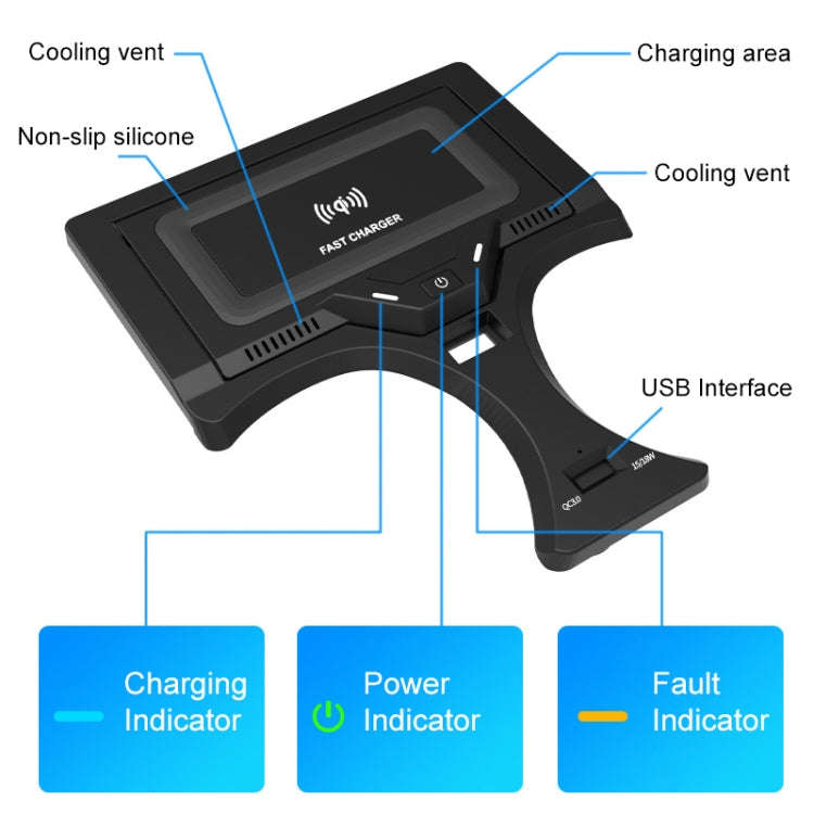 HFC-1017 Car Qi Standard Wireless Charger 10W Quick Charging for BMW 3 Series 2020-2022, Left Dri...