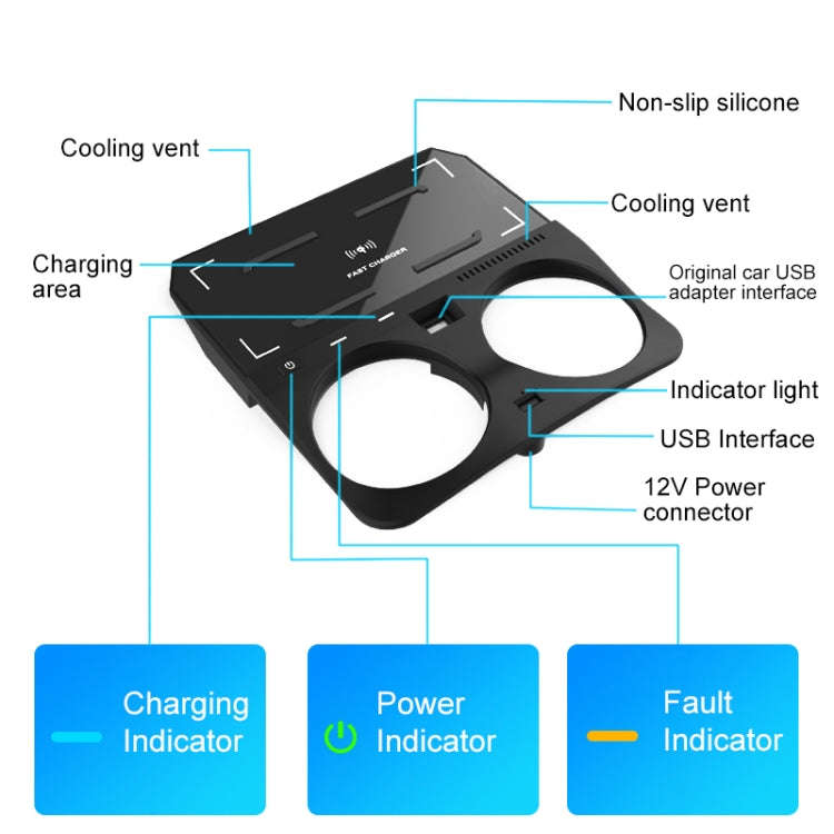 HFC-1018 Car Qi Standard Wireless Charger 10W Quick Charging for BMW X6 2020-2022, Left and Right...