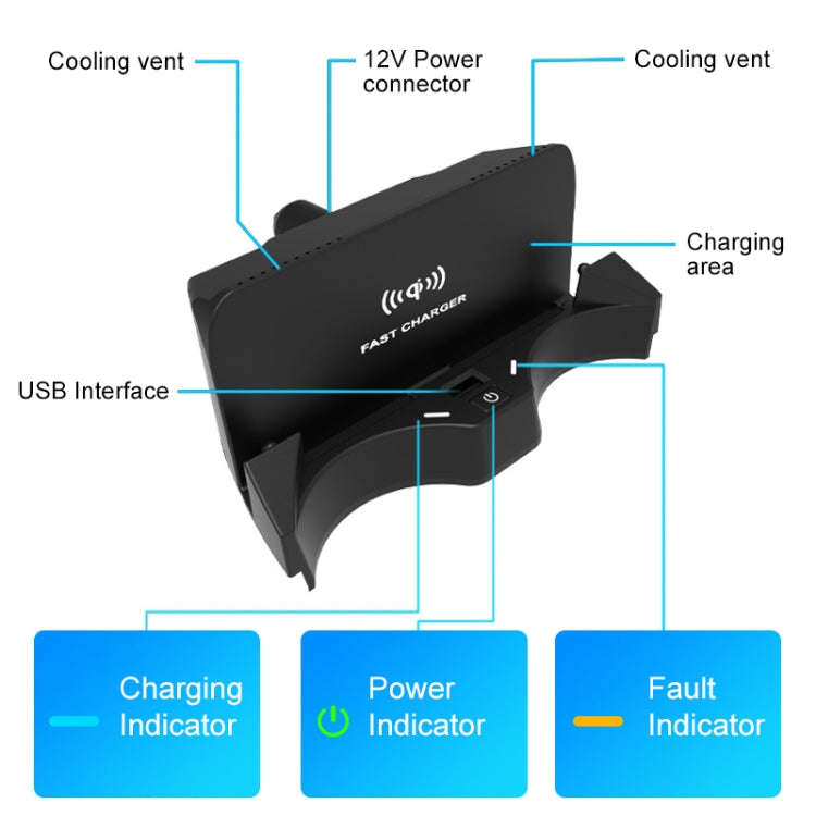 HFC-1012 Car Qi Standard Wireless Charger 10W Quick Charging for BMW X1 2016-2019, Left Driving