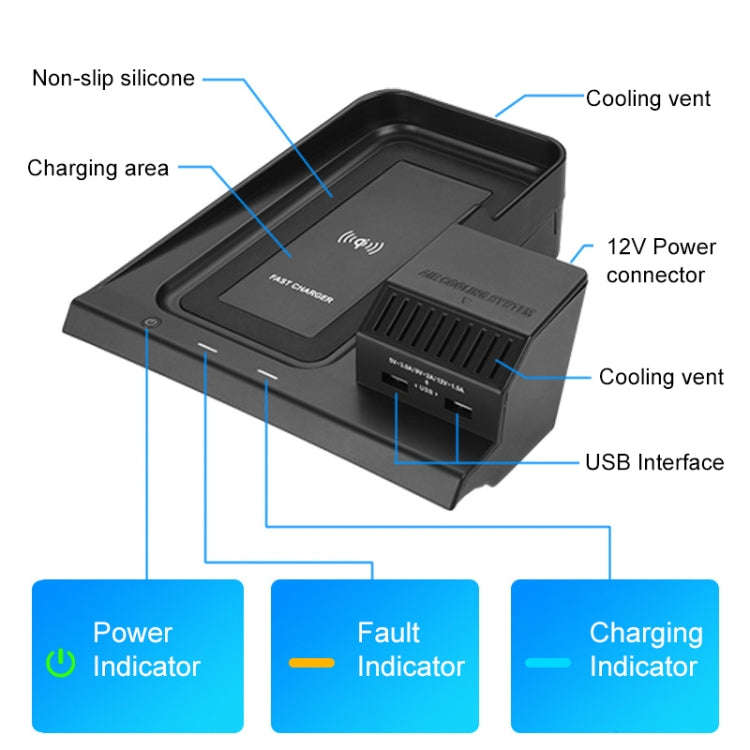 HFC-1002 Car Qi Standard Wireless Charger 10W Quick Charging for Honda Avancier / URV 2017-2020, ...