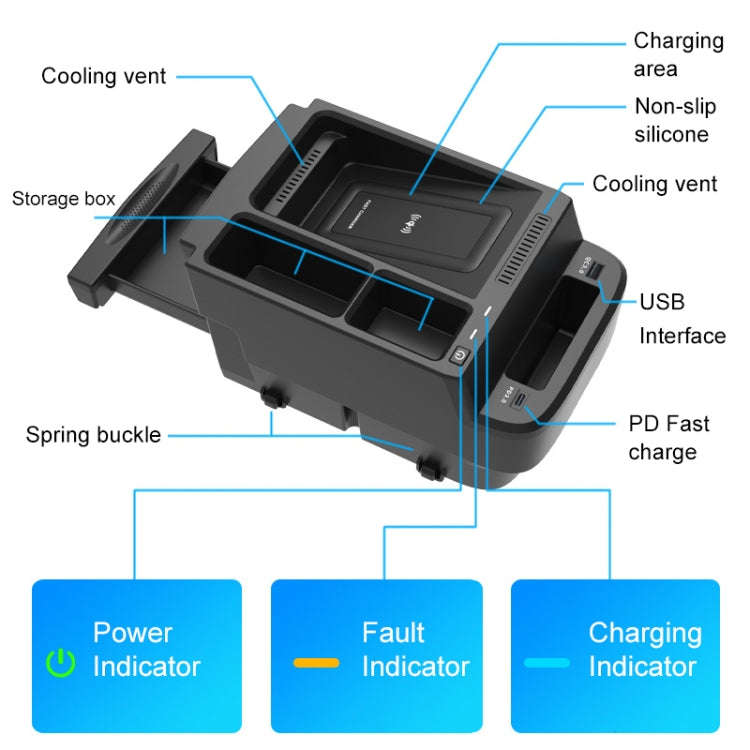 HFC-1003-01 Car Qi Standard Wireless Charger 10W Quick Charging for Honda CR-V 2017-2022, Left an...
