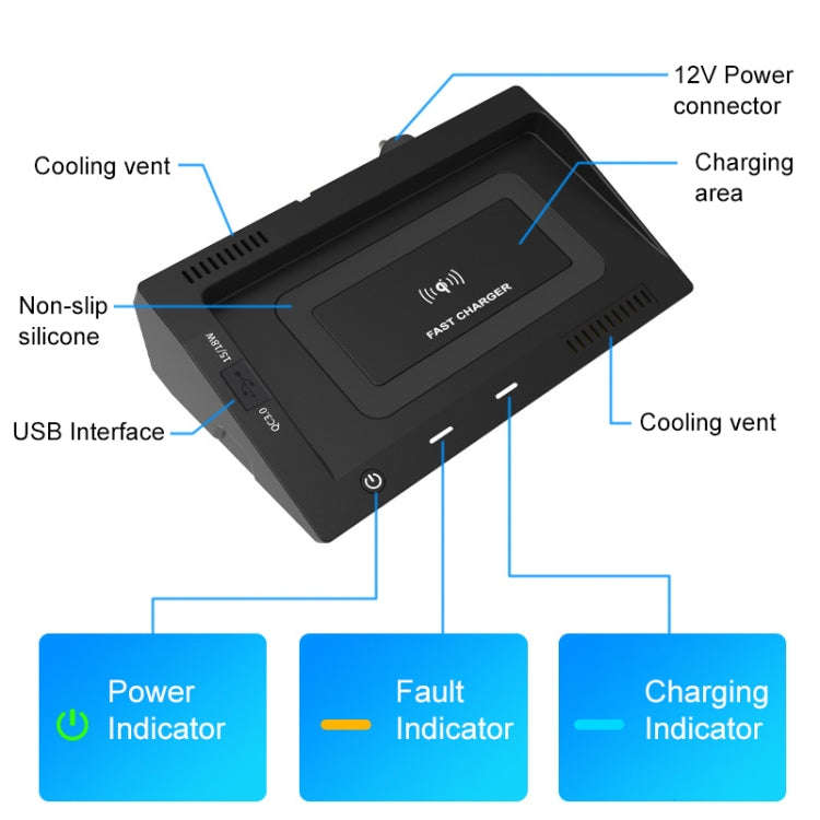 HFC-1031 Car Qi Standard Wireless Charger 10W Quick Charging for Volkswagen Teramont 2018-2020, L...