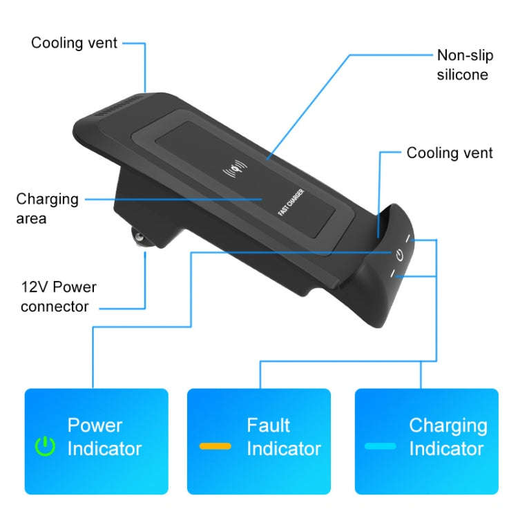 HFC-1063 Car Qi Standard Wireless Charger 10W Quick Charging for Toyota Alphard 2015-2021, Left D...