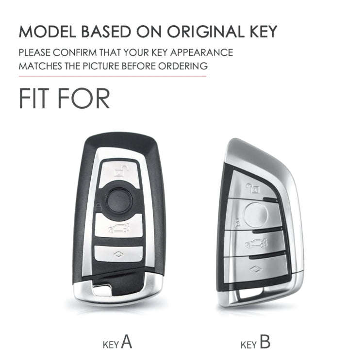 Hallmo Car Female Style Cowhide Leather Key Protective Cover for BMW, A Type(Sky Blue)