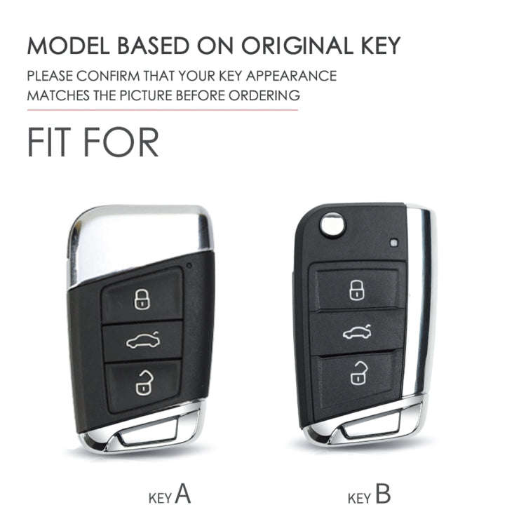 Hallmo Car Female Style Cowhide Leather Key Protective Cover for Volkswagen, A Type(Sky Blue)