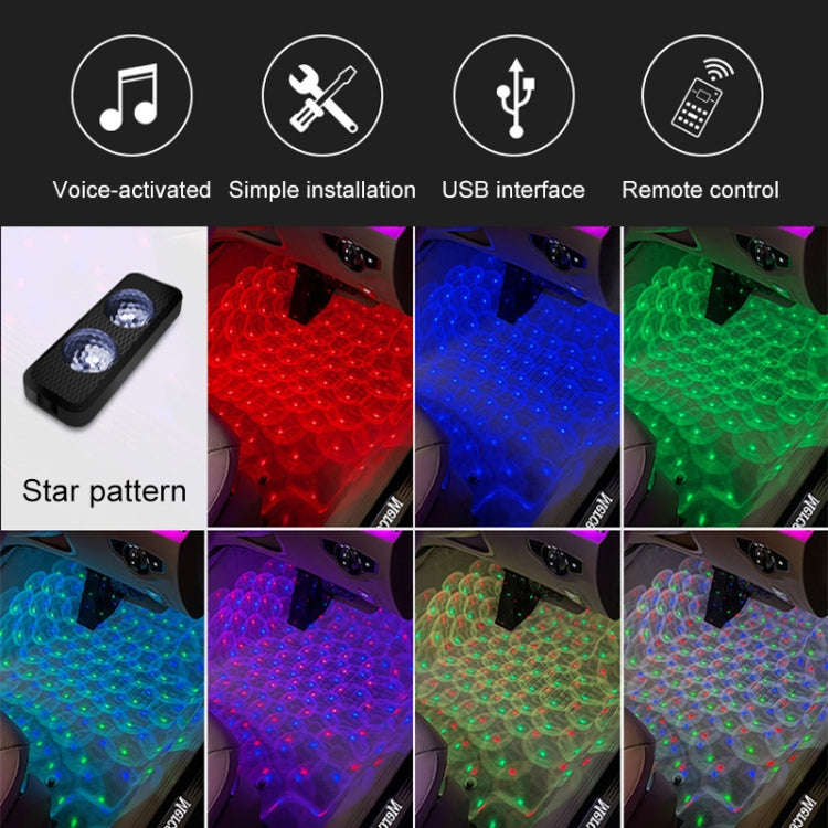 A17 Car Colorful Voice-activated RGB Foot LED Atmosphere Light, Single Light Star Version
