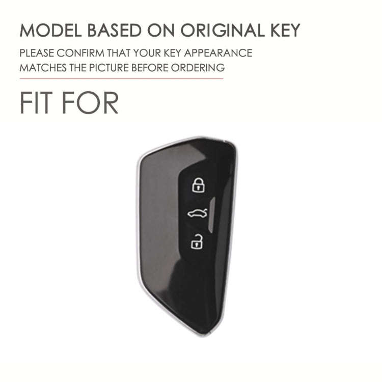Hallmo Car Cowhide Leather Key Protective Cover for Volkswagen Golf 8(Blue)