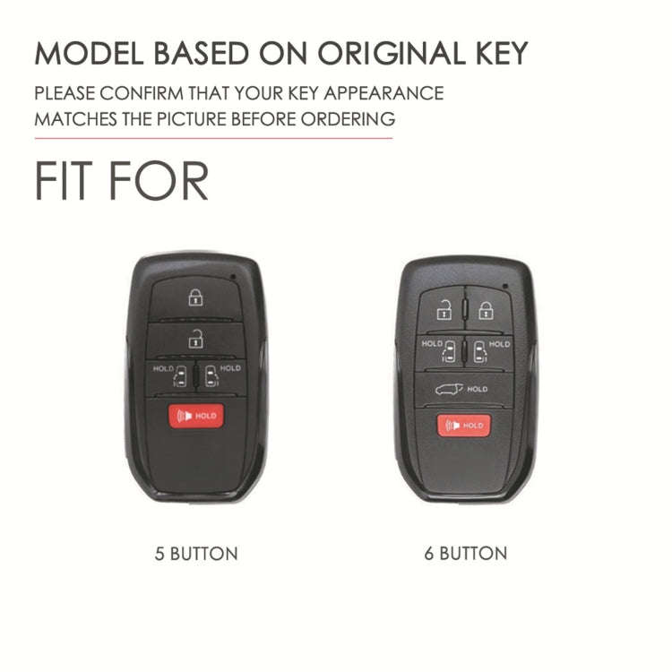 Hallmo Car Genuine Leather Key Protective Cover for Toyota Sienna 6-button(Blue)