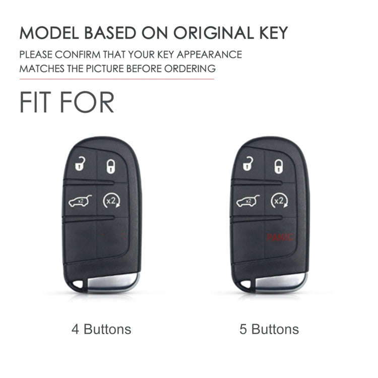 Hallmo Car Genuine Leather Key Protective Cover for Jeep Compass 4-button(Blue)