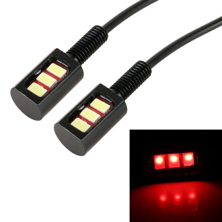 1 Pair DC12V 0.4W 3LEDs SMD-5630 Car / Motorcycle License Plate Light, Cable Length: 27cm (Red Li...