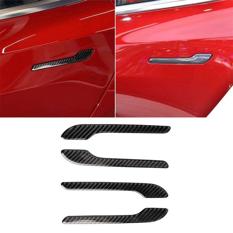 4 PCS Carbon Fiber Car Outside Handle Decorative Sticker for Tesla Model 3