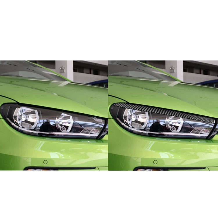 2 PCS / Set Carbon Fiber Car Light Eyebrow Decorative Sticker for Volkswagen Scirocco 2009-2016,L...