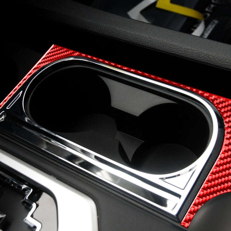 Carbon Fiber Car Cup Holder Frame Decorative Sticker for Toyota Tundra 2014-2018,Left Drive (Red)
