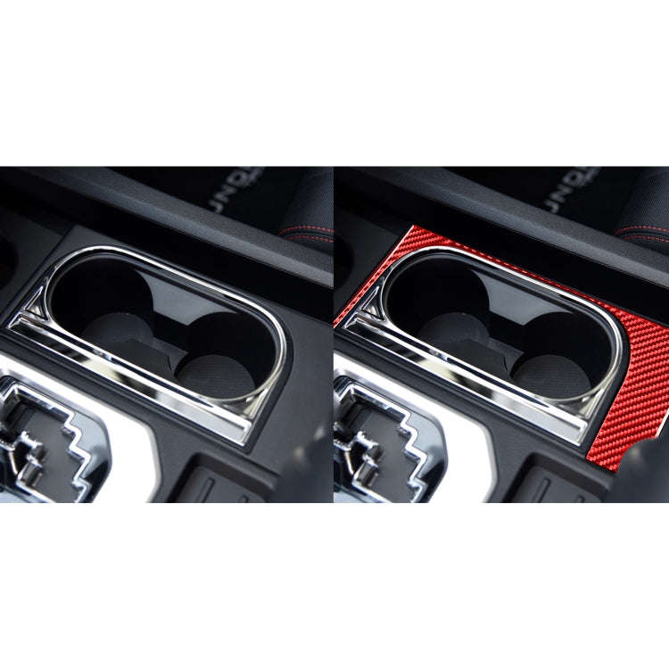 Carbon Fiber Car Cup Holder Frame Decorative Sticker for Toyota Tundra 2014-2018,Left Drive (Red)