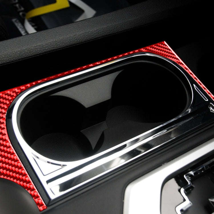 Carbon Fiber Car Cup Holder Frame Decorative Sticker for Toyota Tundra 2014-2018,Right Drive (Red)