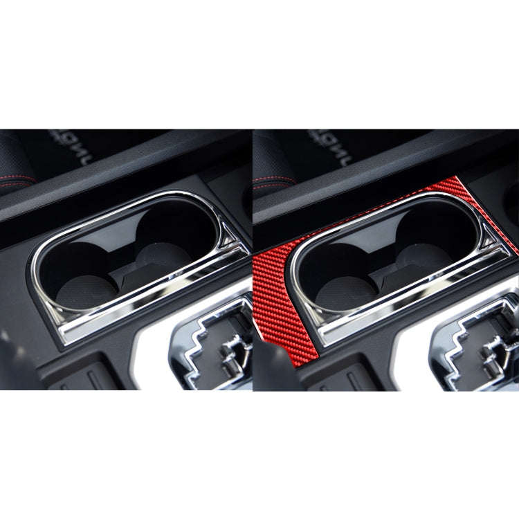 Carbon Fiber Car Cup Holder Frame Decorative Sticker for Toyota Tundra 2014-2018,Right Drive (Red)