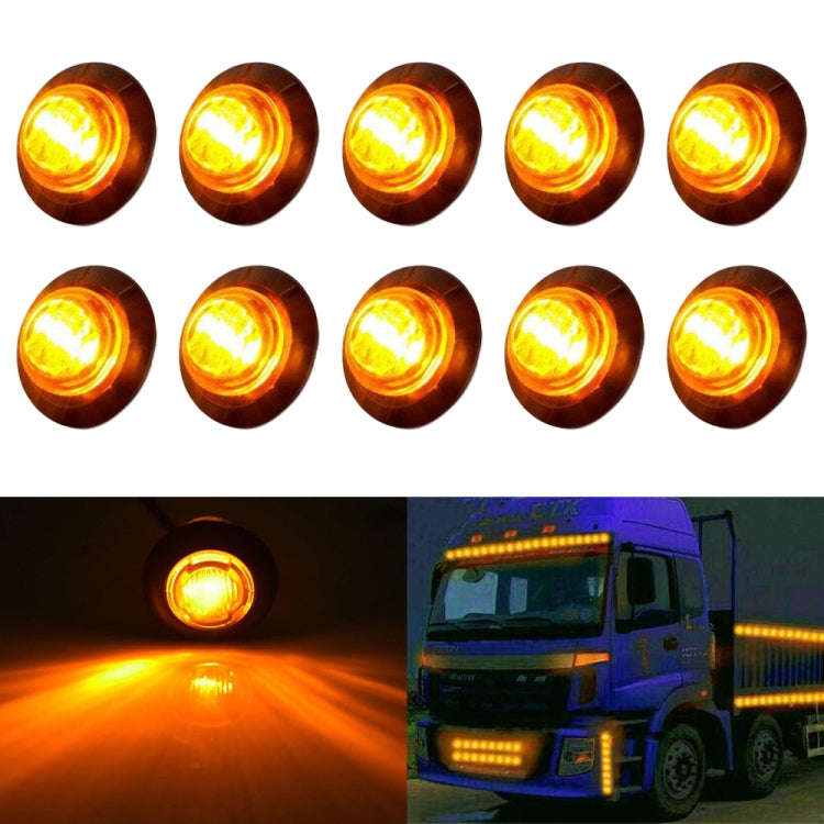 10 PCS MK-009 3/4 inch Car / Truck 3LEDs Side Marker Indicator Lights Bulb Lamp (Yellow Light)