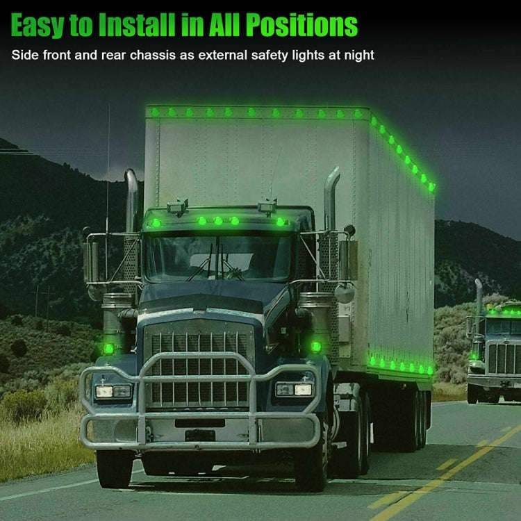 10 PCS MK-009 3/4 inch Car / Truck 3LEDs Side Marker Indicator Lights Bulb Lamp (Green Light)