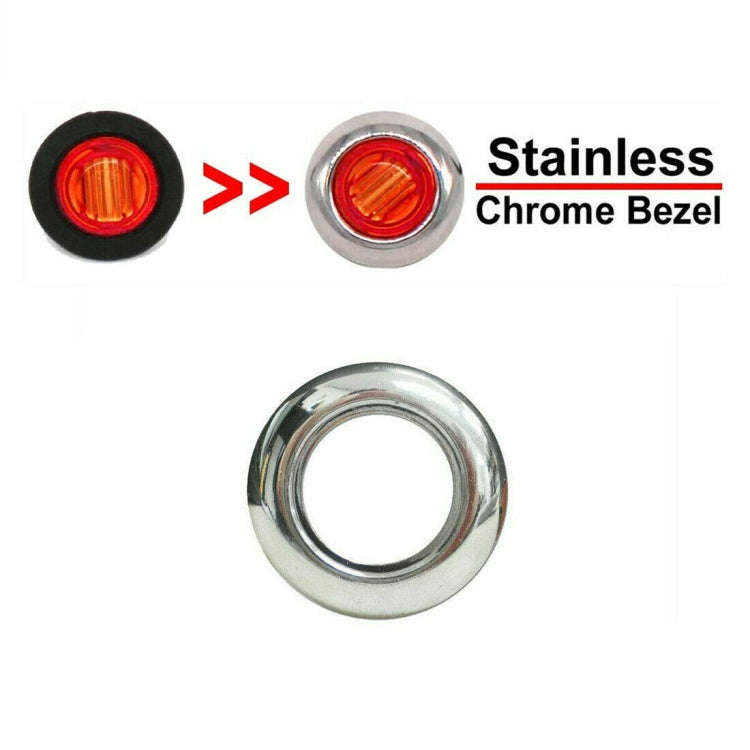 10 PCS MK-118 3/4 inch Metal Frame Car / Truck 3LEDs Side Marker Indicator Lights Bulb Lamp (Red ...