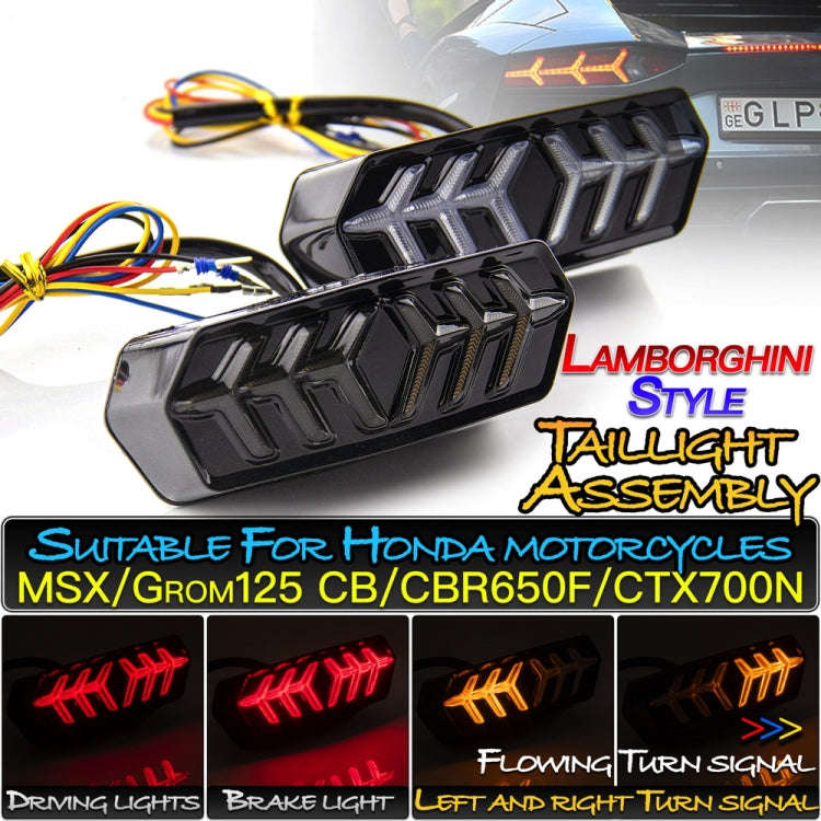 2 PCS KC670 Motorcycle Integrated Flashing Turn Signal Brake Tail Light for Honda MSX125 CBR650F ...