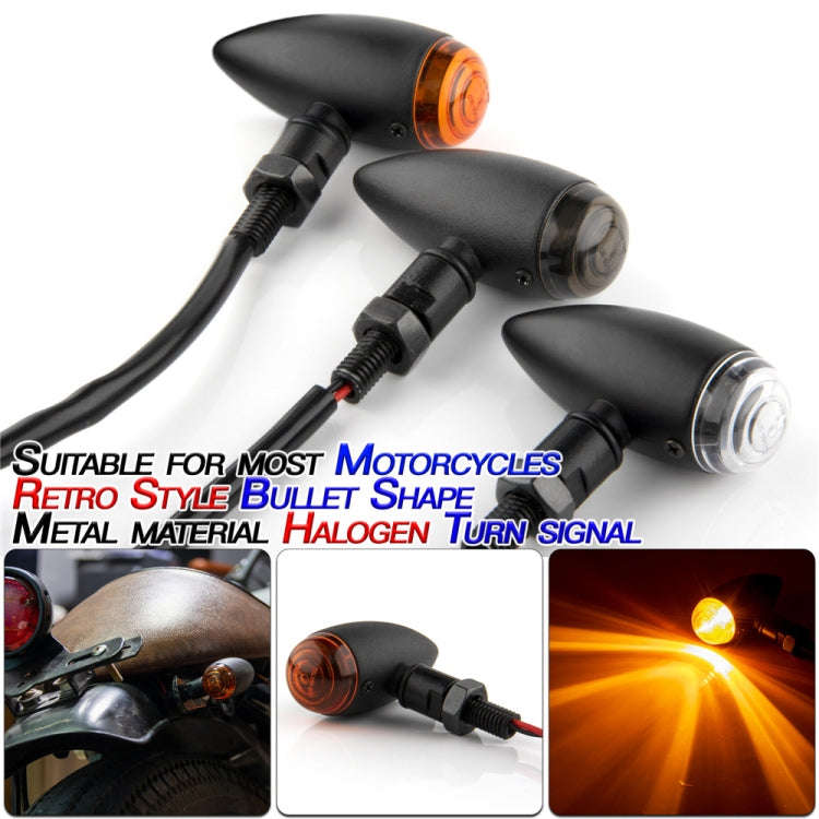 2 PCS KC805 Motorcycle Retro Metal Turn Signal Light (Transparent Black)