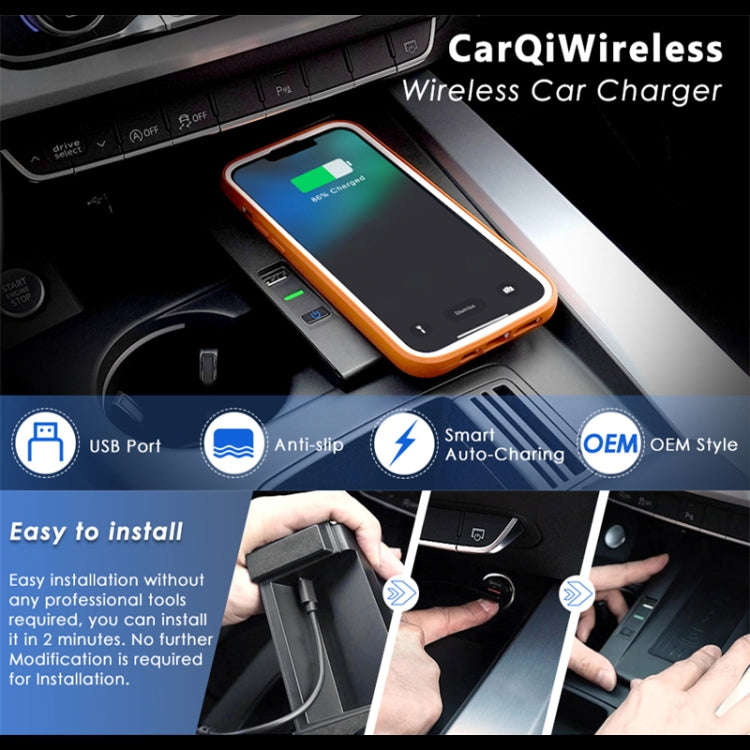 Car Qi Standard Wireless Charger 15W Quick Charging for Audi A4 A5 S4 S5 2017-2021, Left Driving