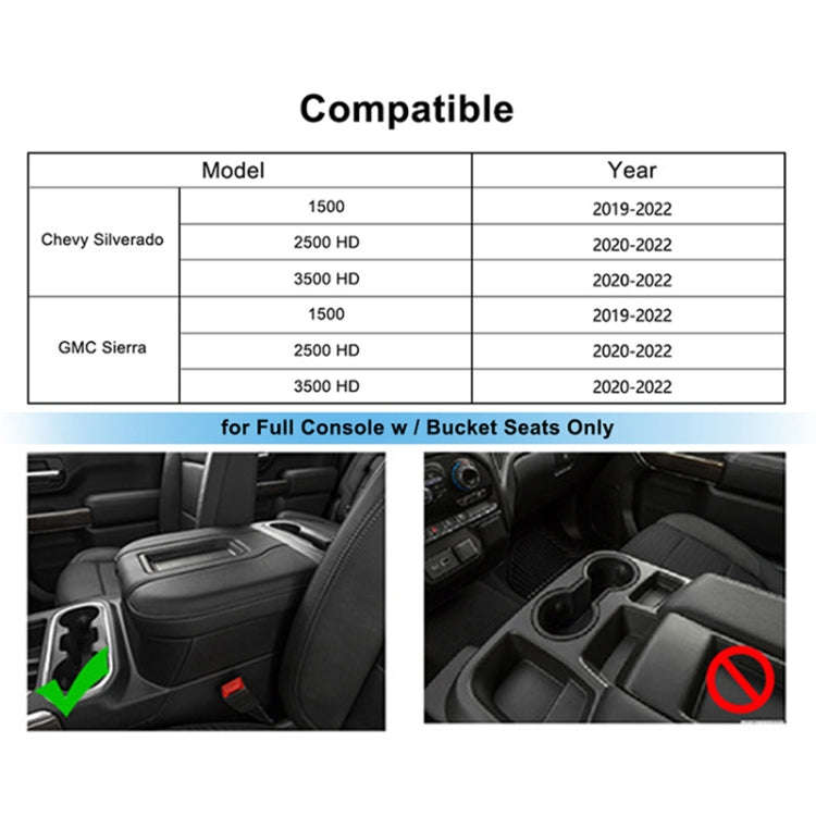 Car Qi Standard Wireless Charger 15W Quick Charging for Chevrolet Silverado 2019-2022, Left and R...