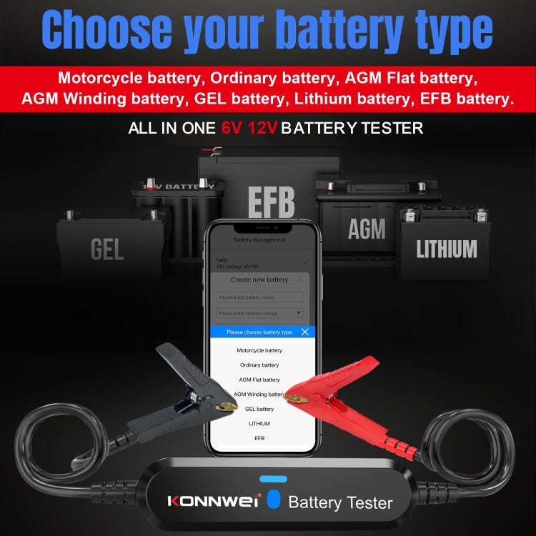 KONNWEI BK100 X431 BST360 Car Bluetooth Battery Tester (Black)