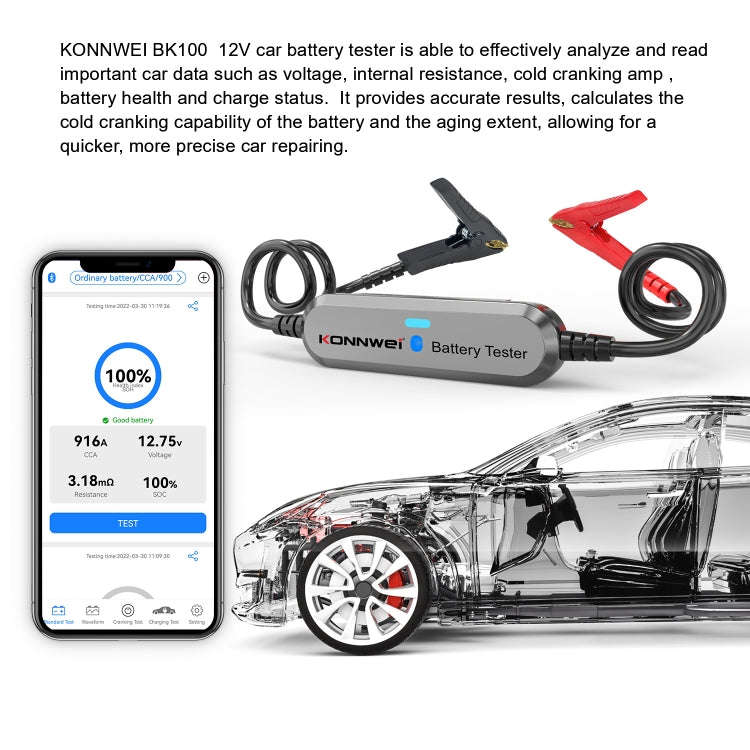 KONNWEI BK100 X431 BST360 Car Bluetooth Battery Tester(Silver)