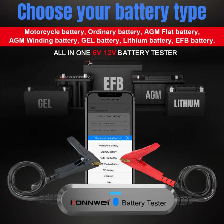 KONNWEI BK100 X431 BST360 Car Bluetooth Battery Tester(Silver)