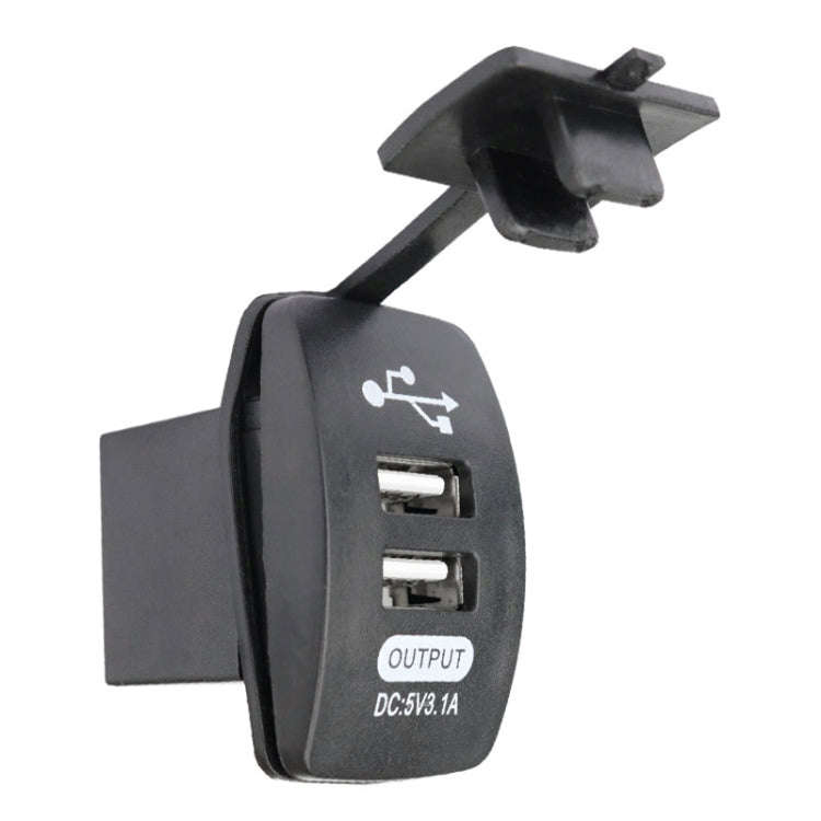 2 PCS Switch Type Dual USB 3.1A Car Charger 12-24V(White Light)