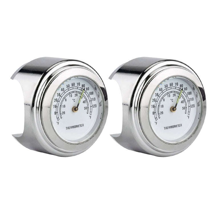2 PCS Motorcycle 22-25mm Handlebar Thermometer (White)