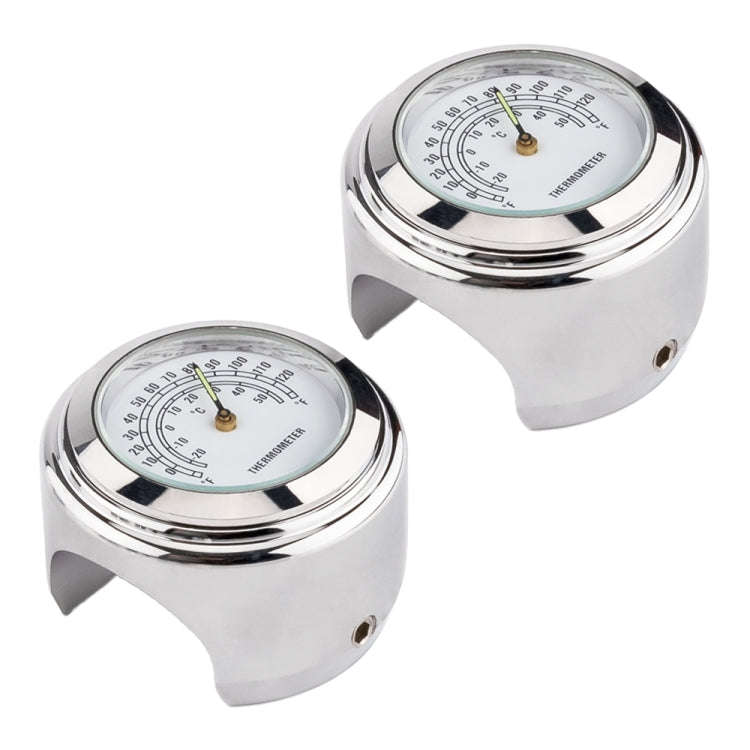 2 PCS Motorcycle 22-25mm Handlebar Thermometer (White)