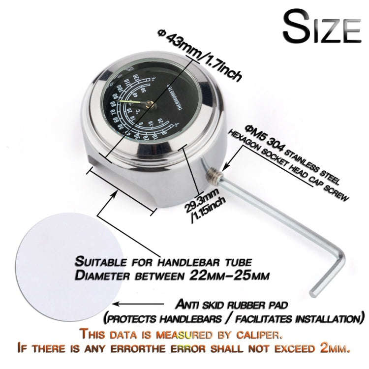 2 PCS Motorcycle 22-25mm Handlebar Thermometer (White)