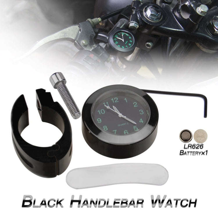 Motorcycle 22-25mm Handlebar Clock Quartz Watch with Lock (Black)