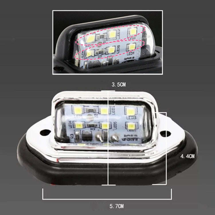 2 PCS MK-257 Car Van Bus Trailer LED Taillight Side Light 12-30V 6LEDs License Plate Light (Black)