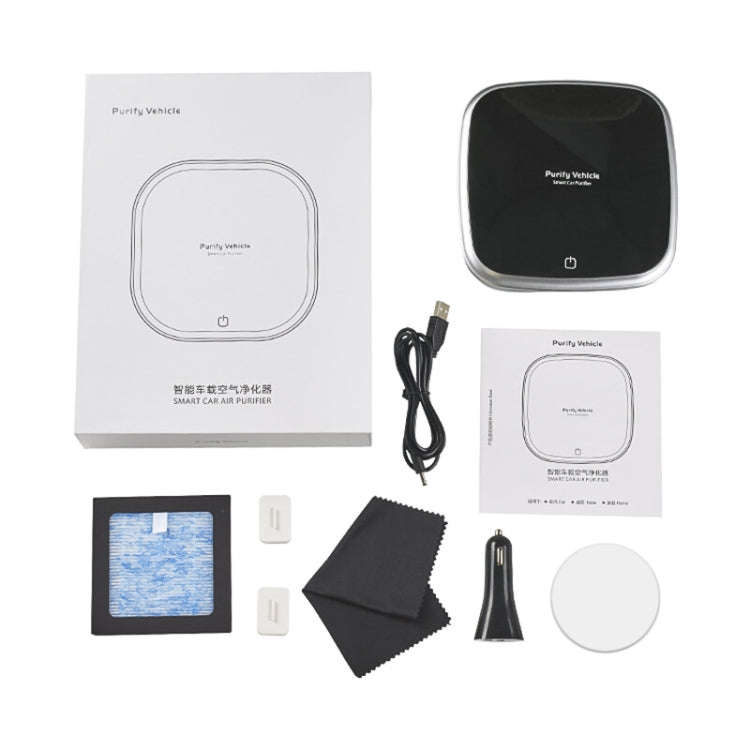 Car Solar Energy Negative Ion Smart USB Air Purifier (Black)
