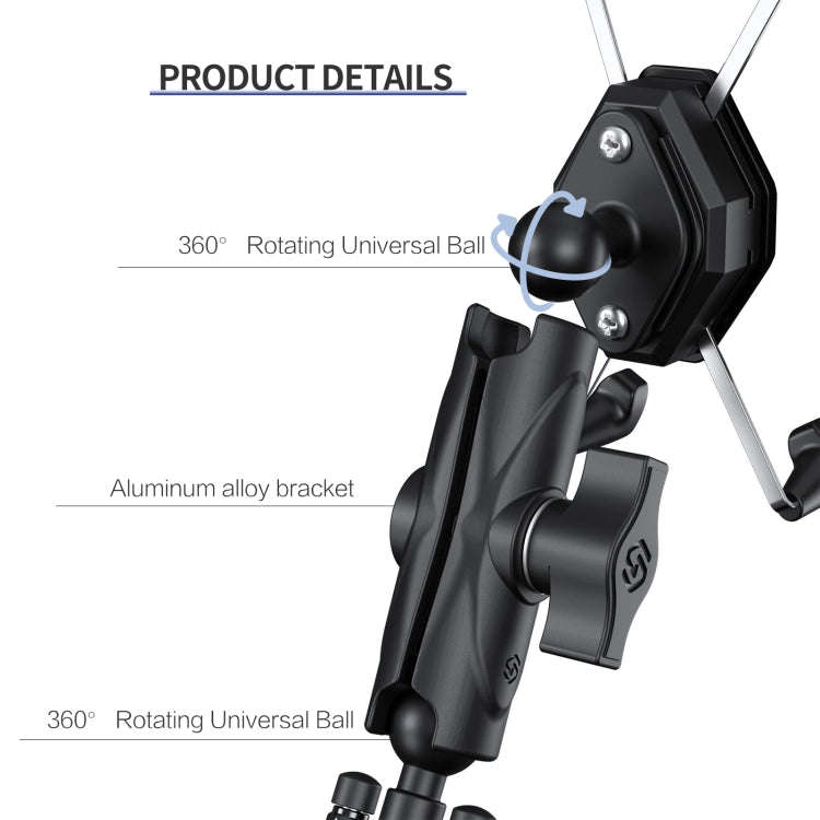 ZH-1558A1 Motorcycle Handlebar X-shape Aluminum Alloy Phone Holder