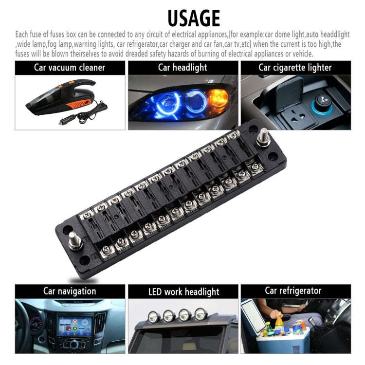 CS-978A2 FB1902 1 In 12 Out Independent Positive Negative Fuse Box without Fuse Piece for Auto Ca...