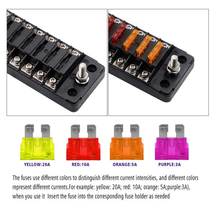 ZH-978A2 FB1902 1 In 12 Out 12 Ways Independent Positive Negative Fuse Box with 24 Fuses for Auto...