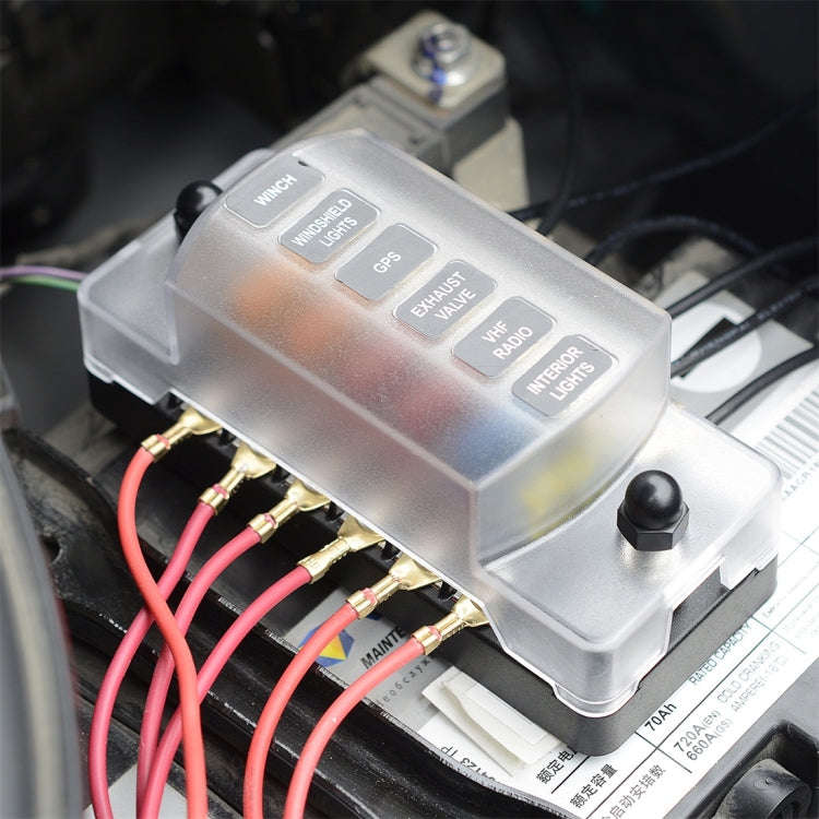 ZH-979A1 FB1903 1 In 1 Out 6 Ways No Distinction Positive Negative Fuse Box with 12 Fuses for Aut...