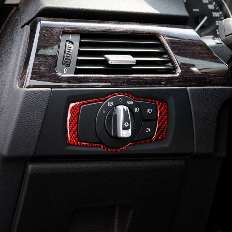 For BMW 3 Series E90 Carbon Fiber Car Headlight Switch Decorative Sticker,Left and Right Drive Un...