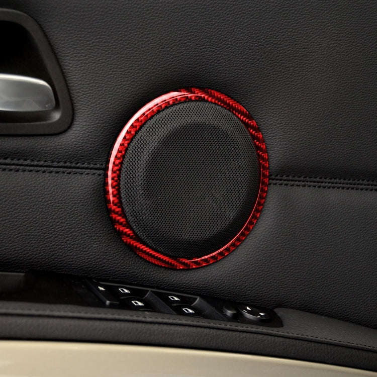 2 PCS Set for BMW 3 Series E90 Carbon Fiber Car Horn Circle Decorative Sticker (Red)