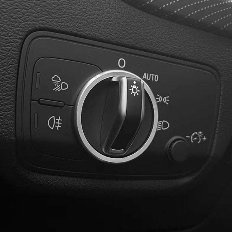 Car Headlight Switch Ring Trim Sticker Decoration for Audi Q2(Silver)
