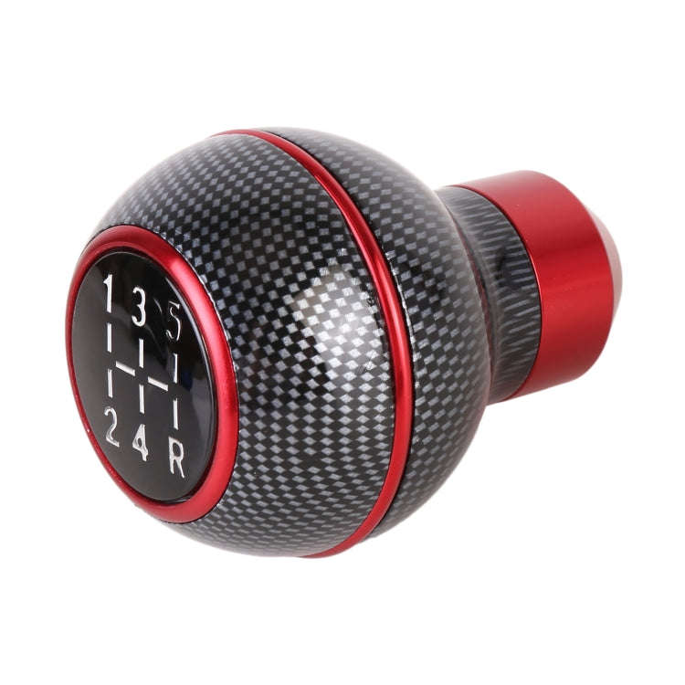 Universal Car Carbon Fiber Texture Metal Gear Shift Knob (Red)