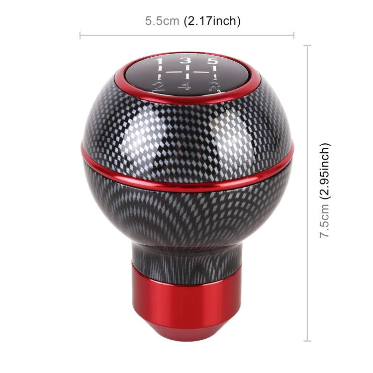 Universal Car Carbon Fiber Texture Metal Gear Shift Knob (Red)